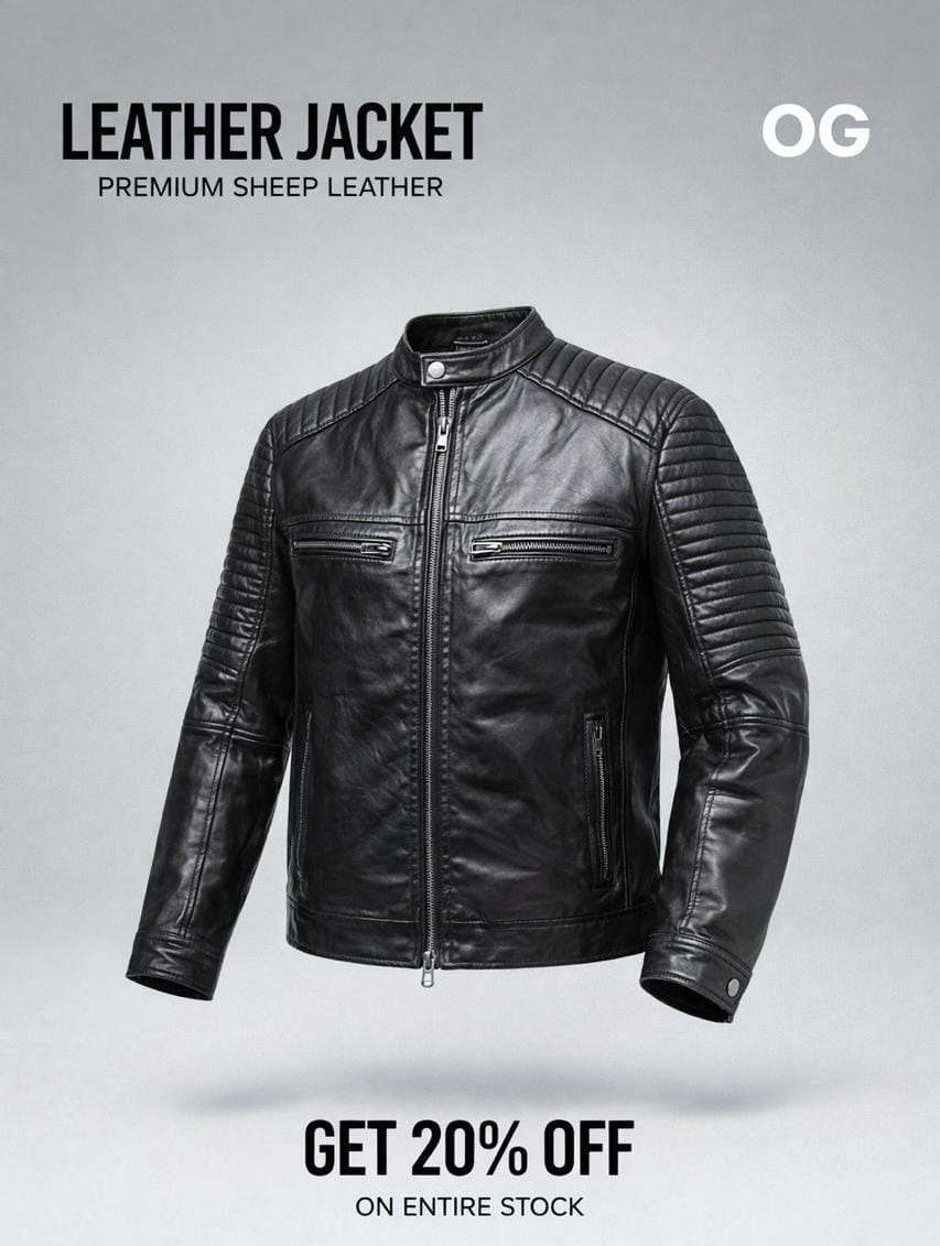 Classic Deep Black Leather Jacket | Premium sheep leather.